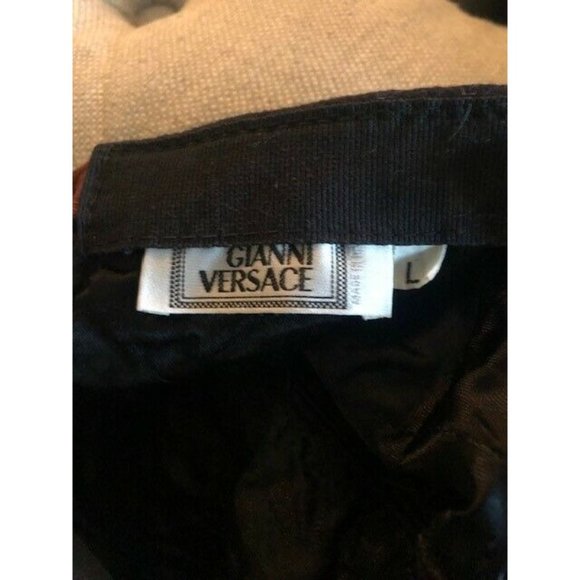 AUTHENTIC PREOWNED VINTAGE GIANNI VERSACE NAVY WOOL AND TAN SUEDE BASEBALL CAP - Picture 6 of 6